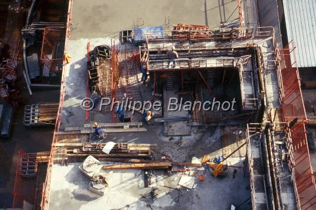 Chantier RATP Paris 13.JPG - Chantier de la RATP, construction du siège social entre 1993 et 1994, quai de la Rapée, Paris 12e